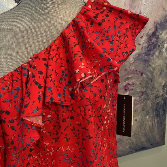 Sexy watermelon color, one-shoulder top. New from Neiman Marcus. Sz medium. - Picture 2 of 8